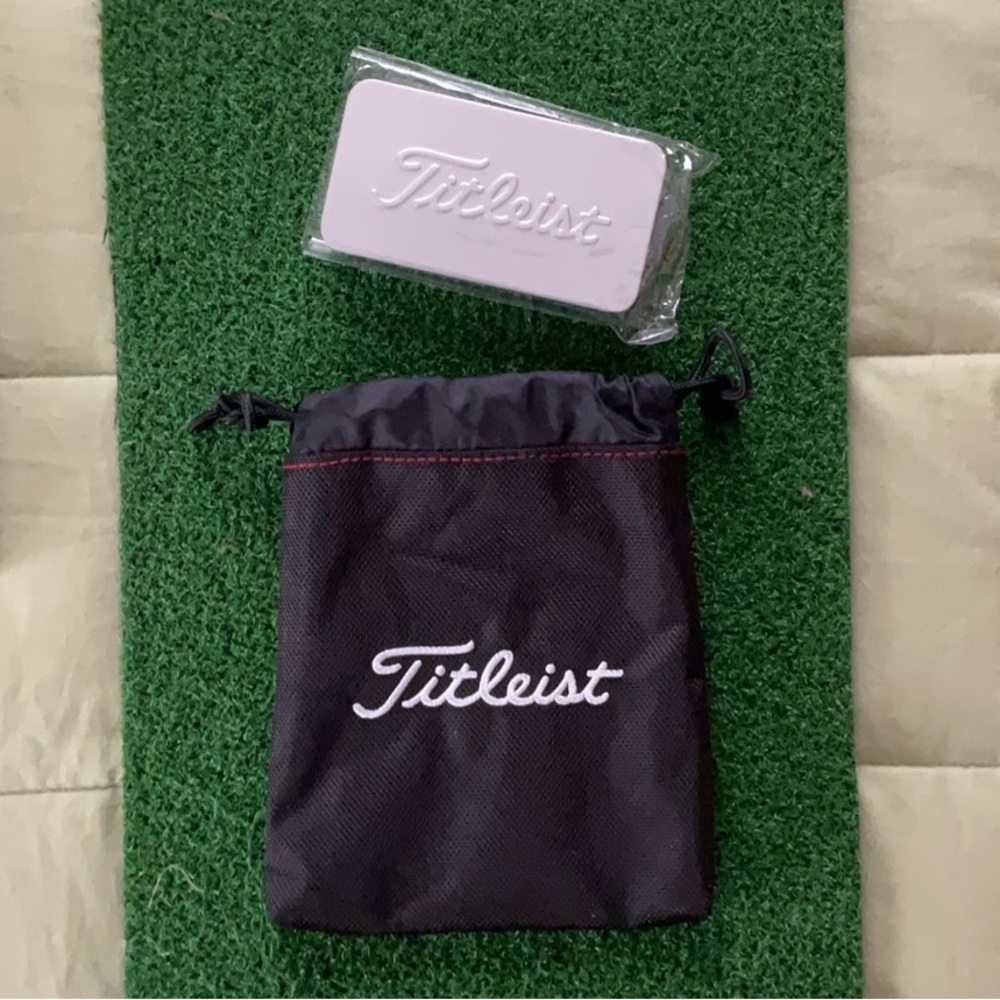Titleist Black Pouch with White Logo and Red Stitching